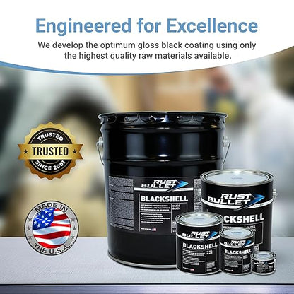 RUST BULLET BlackShell - Gloss Black - 1 Pint - Corrosion Preventive Coating, UV Resistant Rust Proofing Paint, Long-Lasting Metal Protection