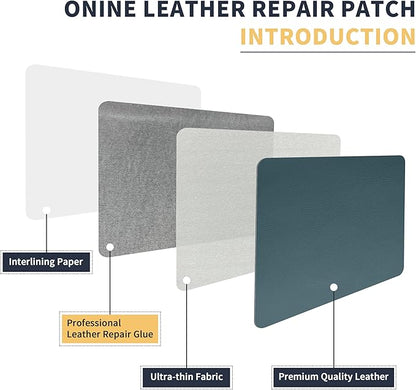 ONine Leather Repair Patch，Leather Repair Tape, 12 x 48 inches Leather Repair Patch for Furniture,Vinyl Repair kit，Leather Couch Patch，for Sofas, Furniture, car Seats, (Turquoise Blue-Litchi Grain)