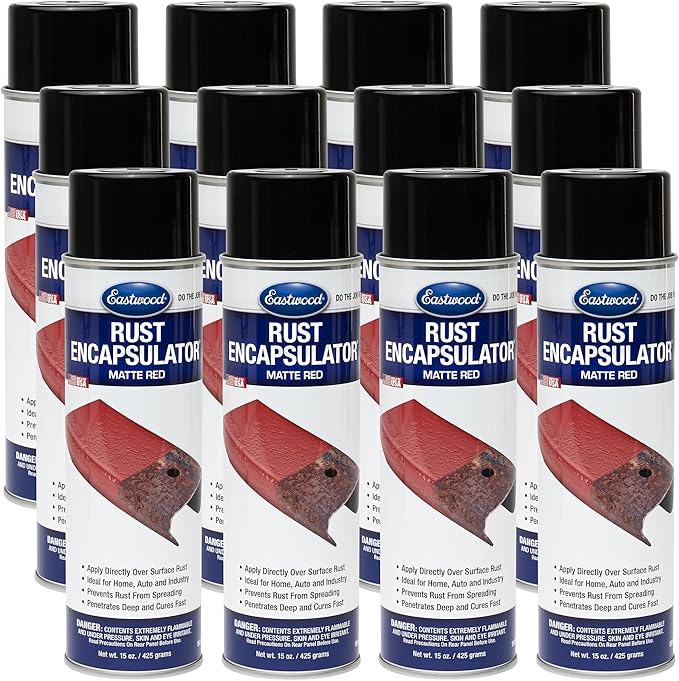 Eastwood Matte Red Rust Encapsulator 15 oz Aerosol Prevents Rust Corrosion Epoxy Fortified Low VOC Formula | 12 Pack