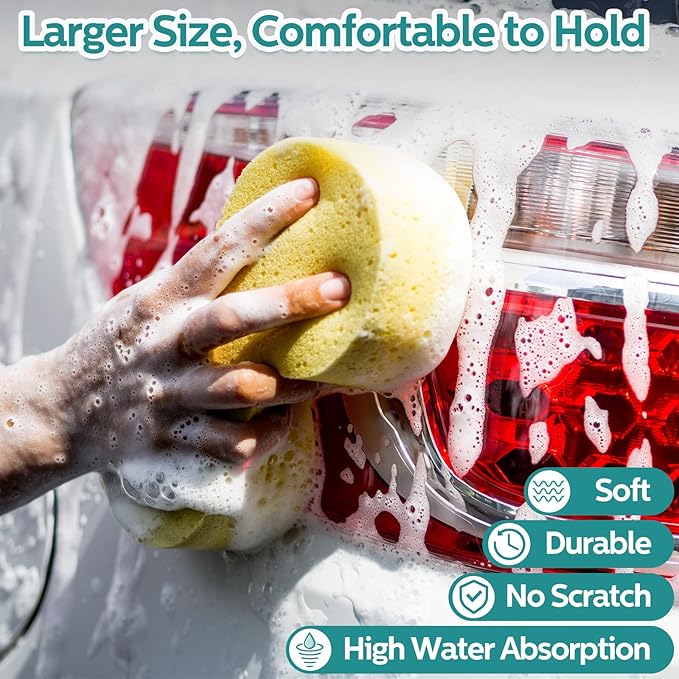 Dandat 20 Pcs Large Car Wash Sponge Multi Purpose Cleaning Scrubber Non Scratch Thick Dish Household Cleaning Sponge Foam Washing Pad Handy Scrubber for Car, Mix Colors