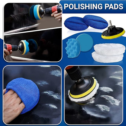 Cuoreca 31pcs Car Detailing Kit Interior and Exterior Cleaner, Car Cleaning Kit with Professional Car Detailing Brush Set, Car Wash Kit and Auto Detailing Kit. Reusable, Perfect for Cars and Bikes