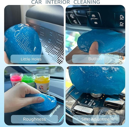 CR CHRWLIN 2-Pack Car Cleaning Gels Car Interior Cleaner Putty Slime Auto Detailing Tools Universal Dust Removal Cleaning Kit for Car Accessories Vents 3C Office Scented Blue
