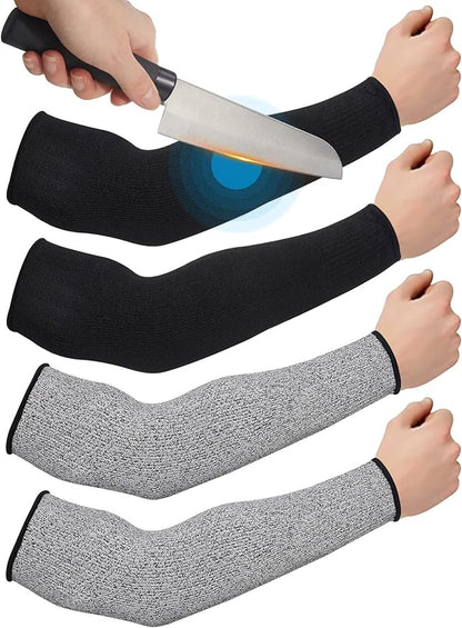 Geyoga 2 Pairs Arm Sleeves Guards Arm Protectors for Thin Skin and Bruising Protective Cut Resistant Sleeves for Men Women(Large,Hppe,Black, Gray)