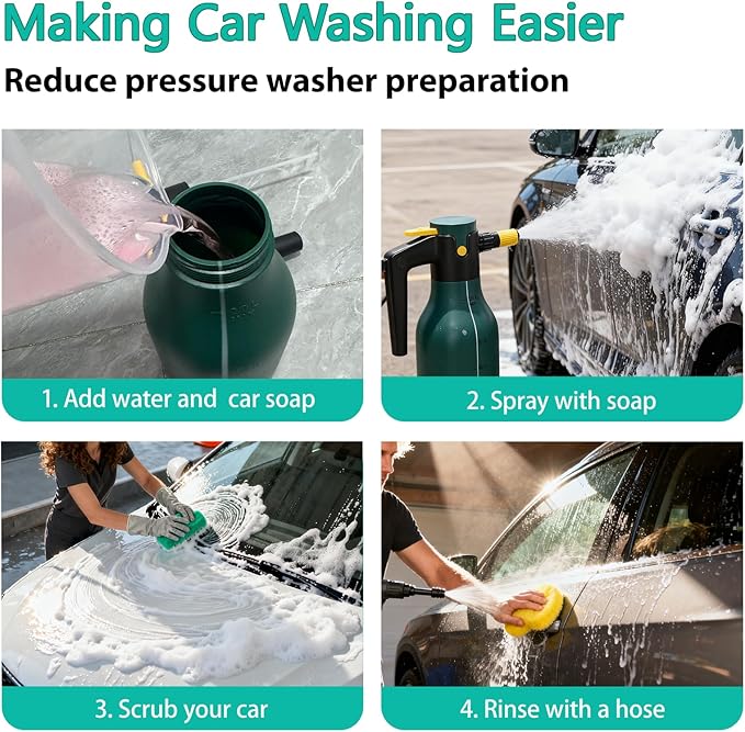 Electric Pressurized Foam Sprayer, 2L Cordless Pump Sprayer with One-Touch Lock, Portable Foam Sprayer for Car Wash, Auto Detailing, House & Pet Cleaning