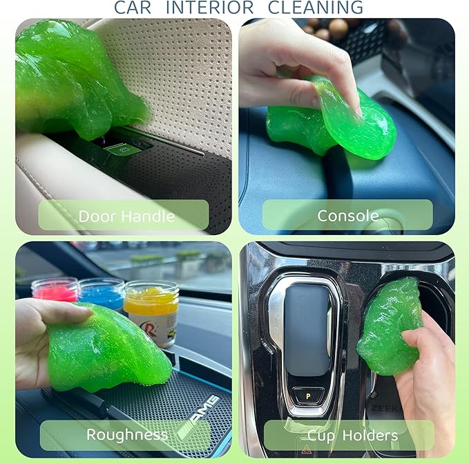 CR CHRWLIN 4-Pack Car Cleaning Gels Car Interior Cleaner Putty Slime Auto Detailing Tools Universal Dust Removal Cleaning Kit for Car Accessories Vents 3C Office Four Scented
