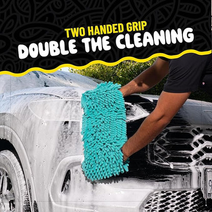 Chemical Guys Grip & Glide 2-Handed Wash Mitt XL Wash Mitt - Extra Large Chenille Microfiber Car Wash Mitt for Scratch-Free Cleaning - Holds More Suds, Traps Particles Safely - Comfortable Cuff