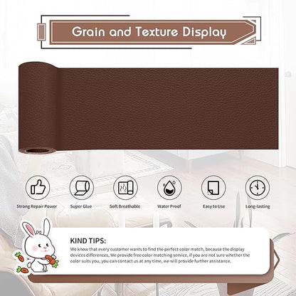 KING MOUNTAIN Leather Repair Patch,4 x 63 Inches self Adhesive Leather Repair Tape for Damaged Leather Furniture, Sofa Seating,Car Seats, Leather Goods (Medium Brown)