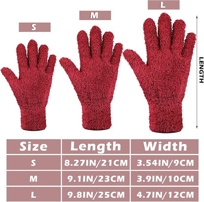 Patelai 3 Pairs Microfiber Plant Dusting Gloves Leaf Cleaning Gloves for Indoor Plants, Blinds, Furniture, House(Small,Brown, Dark Green, Dark Red)