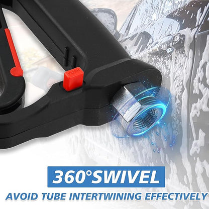 RIDGE WASHER Pressure Washer Gun 5000 PSI with Nozzle Bracket, 12 GPM, Power Washer Trigger Gun with 1/4" Quick Connector, 360° Swivel 3/8'' NPT Thread, M22-14 mm and M22-15 mm Fitting