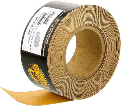 Dura-Gold Premium Gold 150 Grit PSA Longboard Sandpaper, 20 Yard Roll, 2-3/4" Wide, Self Adhesive Stickyback, Woodworking & Automotive Sandpaper Roll, Air File Sand Paper, Auto Sanding Blocks