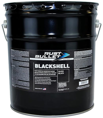RUST BULLET BlackShell - Gloss Black - 5 Gallon - Corrosion Preventive Coating, UV Resistant Rust Proofing Paint, Long-Lasting Metal Protection
