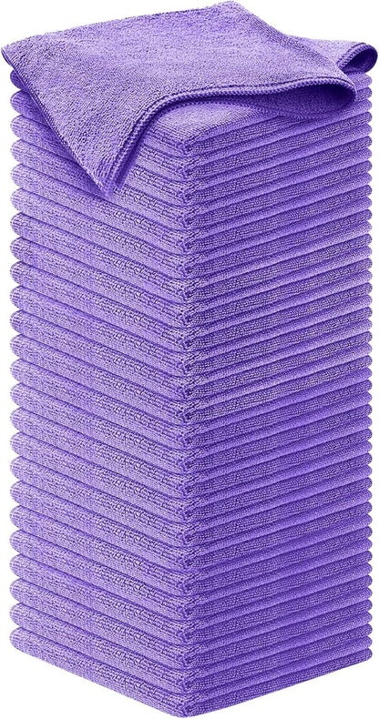 USANOOKS Microfiber Cleaning Cloth - 1200 Washes, Ultra Absorbent Towels Grip Root Weave Grime - 50pack - Purple