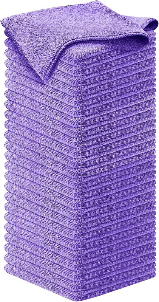 USANOOKS Microfiber Cleaning Cloth - 1200 Washes, Ultra Absorbent Towels Grip Root Weave Grime - 50pack - Purple