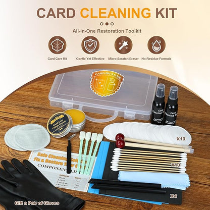 SFTPO Card Care Clean Kit, Card Cleaning and Polishing Restoration with Plastic Case, Trading Card Cleaning Box with Polishing Cream and Cleaning Spray, Suitable for PSA Rated Card Care