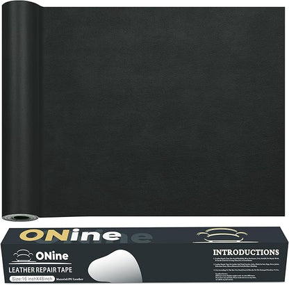 ONine Leather Repair Tape,Self Adhesive Leather Repair Patch,Leather Patches for Furniture,Sofa,Car Seats,Office Chair. Vinyl Repair Kit 16x48in(Dark Grey)
