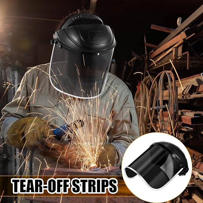 Amylove Safety Tinted Face Shield for Grind and Cutting Lightweight Protective Masks with Clear Replacement Guard Mask(Stylish Style,Black, Black, Clear,2 Pcs)