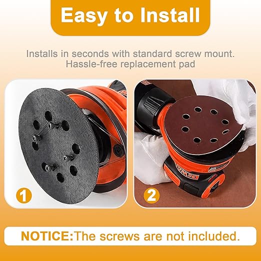2 Pack Orbital Sander Replacement Pad for Dewalt 5 Inch 8 Hole Hook & Loop Sander Pad, Compatible with DWE6421/DWE6421K, DWE6423/DWE6423K, DCW210B, DWE64233 & N329079 for Dewalt Replacement Parts