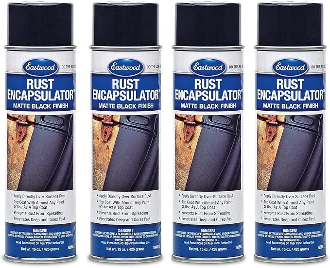 Eastwood Rust Encapsulator Aerosol | Quick Drying with UV Resistance and Heat Resistance up to 400 Degrees Fahrenheit | 15 Oz, Black | 4 Pack