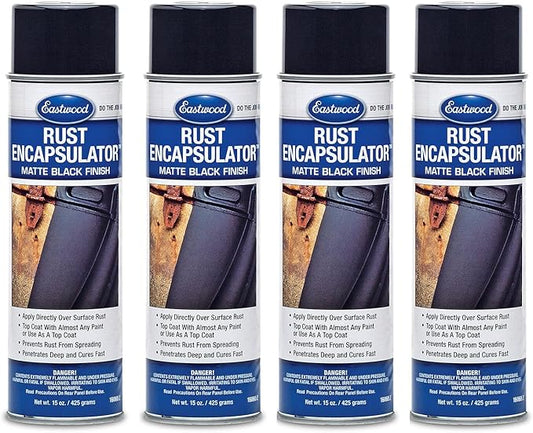 Eastwood Rust Encapsulator Aerosol | Quick Drying with UV Resistance and Heat Resistance up to 400 Degrees Fahrenheit | 15 Oz, Black | 4 Pack