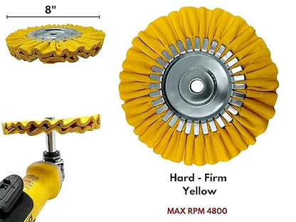 LINE10 Tools 8-inch Airway Buffing Wheel Kit with Three-Step Compound and Angle Grinder Buffer Extension Adapter for Polishing Hard Metals
