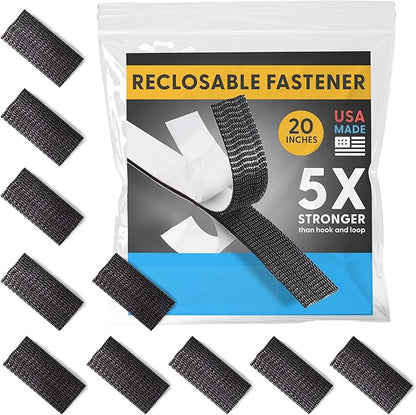 Industrial Strength - Black Indoor/Outdoor Adhesive Mounting Tape - Self Mating Reclosable Fastener Compatible with 3M SJ3550 / SJ3560 Dual Lock