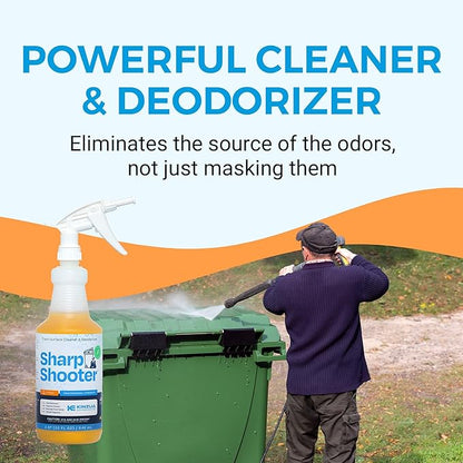 KINZUA ENVIRONMENTAL Sharpshooter, Heavy-Duty Trash Can Odor Eliminator & Degreaser, Garbage Surface Cleaner and Deodorizer Foam, Professional-Grade, Fresh Citrus Scent, 32 oz, Pack of 2