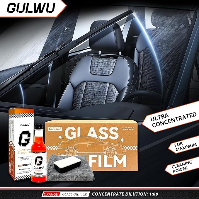 GULWU Windshield Washer Fluid Concentrate,1:80 Power Formula (30 Fl Oz), Removes Grease, Bugs, Grime from Windshields, Includes Brush