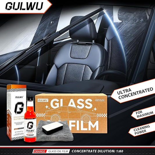 GULWU Windshield Washer Fluid Concentrate,1:80 Power Formula (30 Fl Oz), Removes Grease, Bugs, Grime from Windshields, Includes Brush