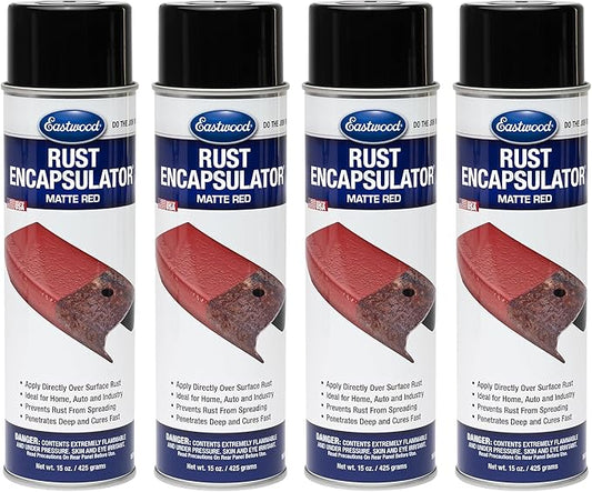 Eastwood Matte Red Rust Encapsulator 15 oz Aerosol Prevents Rust Corrosion Epoxy Fortified Low VOC Formula | 4 Pack
