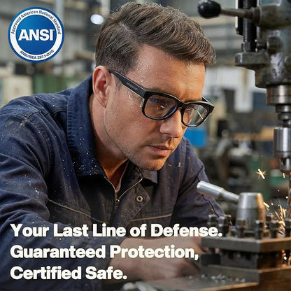MORK&SUKY Safety Glasses with Side Shields，ANSI Z87.1 Certified Protective Eyewear for Work & Outdoor Use.