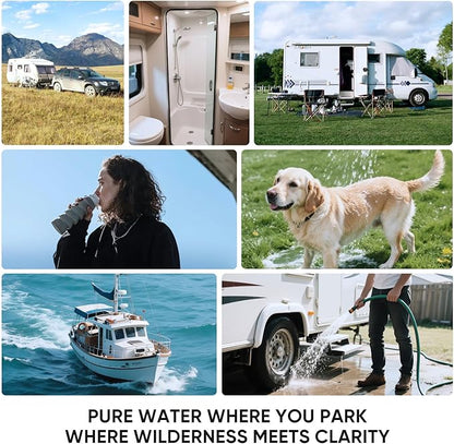 PUREPLUS RV Dual Stage Water Filter System with Two Cartridges and Mounting Bracket, NSF/ANSI 42 Certified, Reduces Sediment, Chlorine, Odors and More, Stainless Steel 3/4" Fittings