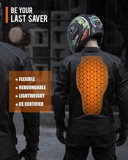 BORLENI CE Level 1 Back Armor Protection Pad Motorcycle Back Protector Sports Body Armor Motorcycle Jacket Replacement for Women and Men