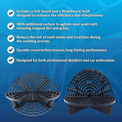 Grit Guard The Original Bucket Insert with Washboard Combo | Removes Dirt from Wash Mitt for Detailing | Car Wash Bucket Insert & Washboard | Red/White