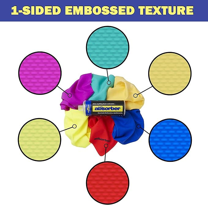 CleanTools the absorber® Small 13" x 17" Assorted Colors, 3-Towel Pack , Textured Surface - Super Absorbent, , Durable, Scratch-Free and Machine-Washable