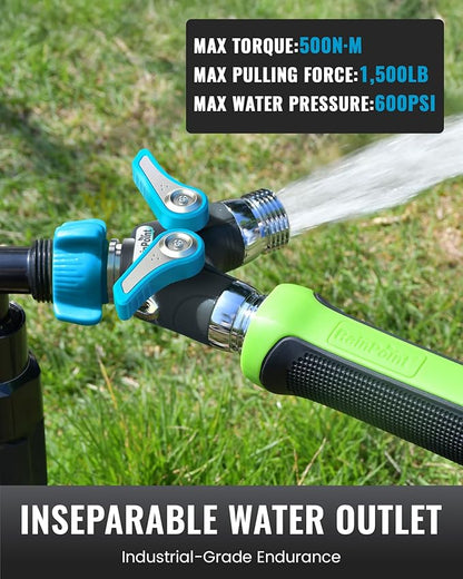 RAINPOINT Garden Hose Splitter, 2 Way Heavy Duty Water Hose Y Spigot Splitter with Shutoff Valves, 100% Metal Body Outdoor Faucet Splitter, 1.9" Extra Long Metal Handle, 3/4" GHT Thread (2, Blue)