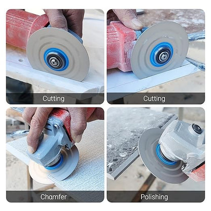 LOZLIN 3PCS 115MM Vacuum Brazed Ultra-Thin Multi-Pore Flat Abrasive Sheet Disc for Porcelain Glass Ceramic Tile Granite Marble Diamond Saw Blade (Blue and White, Porous, 3)