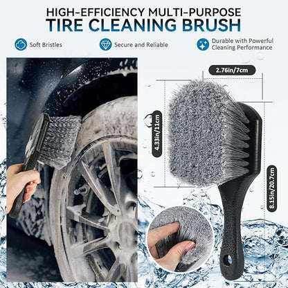 Eomarce Tire Brushes for Cleaning Tires, Car Wheel Brushes for Cleaning Wheels, Rim Cleaner Brush for Car Detailing, Premium Wheel Cleaner Brush Kit Safe for Cars, Trucks, SUVs, RVs, Motorcycles