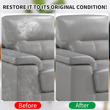8.5 OZ Leather Recoloring Balm with 100ML Leather Conditioner - Gray Leather Repair Kit for Furniture, Leather Dye, Recolor, Renew, Repair & Restore Aged, Faded, Cracked, Peeling and Scuffed Leather