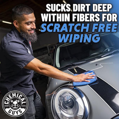 Chemical Guys Professional Grade Premium Microfiber Towels for Cars, Blue, 16" x 16", Ultra-Soft and Scratch-Free Car Detailing Cloths for Trucks, Motorcycles, and More - 3 Pack