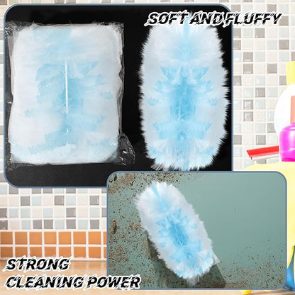 Vesici 300 Pcs Duster Refills Compatible with Swiffer Dusters Bulk Disposable Replacement Thickened with 1 Handle Heavy Duty for Cleaning, Office (Blue)
