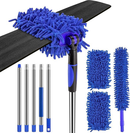 Ceiling Fan Cleaner Duster with 80" Extension Pole, Flexible and Washable Chenille Fan Duster for High Ceiling Fan Blades Light Fixtures Furnitures