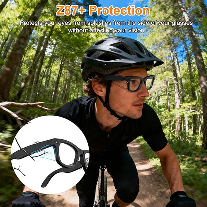HiBloks Safety Glasses Side Shields for Ray-Ban Meta Wayfarer/Skyler/Headliner & Oakley Meta HSTN Smart Glasses Accessories, Durable & Anti-Slide, Lightweight Comfort Fit for Secure Wear (Transparent)