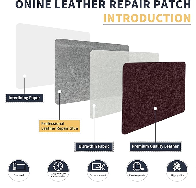 ONine Leather Repair Patch，Leather Repair Tape, 12 x 48 inches Leather Repair Patch for Furniture,Vinyl Repair Kit，Leather Couch Patch，for Sofas, Furniture, Car Seats, Office Chairs(Mulberry)