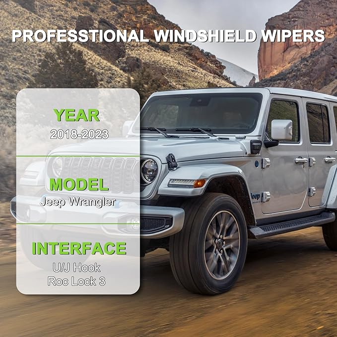 PARRATI® Windshield Wipers for Jeep Wrangler 2018-2024,16"+16" Front and 12" Rear,OEM Replacement Wiper Blades,Quiet & Streak-Free(Set of 3)