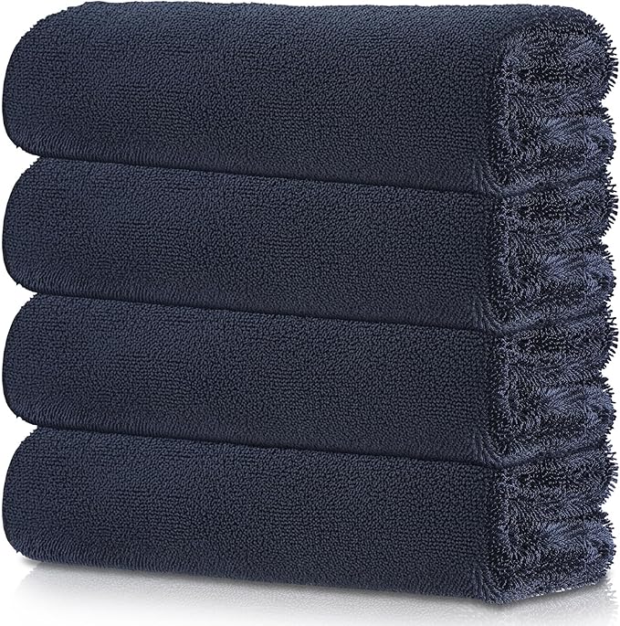 4 Pack Large Microfiber Car Drying Towels, 36x24 Inch Microfiber Towels for Cars, Ultra Absorbent, Streak Free, Scratch Free, Lint Free, Quick Dry, Multi-Purpose