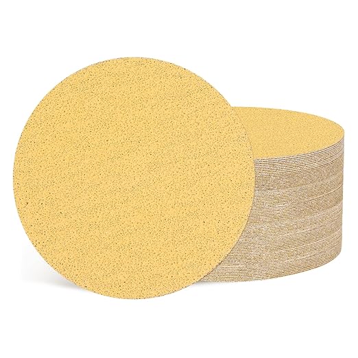 Kozelo 50 Pcs Sanding Discs 5 Inch 40 Grit Hook and Loop Random Orbital Sandpapers Suitable for Drywall Sander Wood Metal Furniture, Yellow