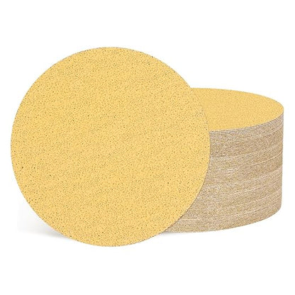 Kozelo 50 Pcs Sanding Discs 5 Inch 40 Grit Hook and Loop Random Orbital Sandpapers Suitable for Drywall Sander Wood Metal Furniture, Yellow