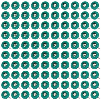 100 PCS Abrasive Buffing Wheels,1 Inch Buffing Polishing Wheel Set for Rotary Tool Accessorie 1/8'' (3mm) Shank, Green 150 Grits for Metal,Wood, Rust Removal