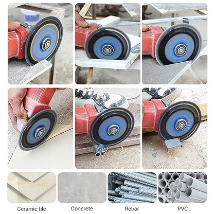 LOZLIN 5-Pack 4.5" Diamond Multi-Purpose Saw Blades - Heavy Duty Angle Grinder Discs for Cutting Marble/Quartz/Stone/Tile/Metal/Plastic (Black Teeth, 5)