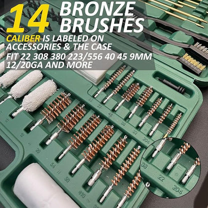 iunio Gun Cleaning Kit, Universal Gun Cleaning Kit for All Caliber Shotgun Pistol Rifle Cleaning Kit with Mat Portable Case